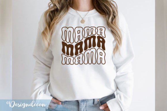 Mama Retro Wavy Outlined Typography SVG