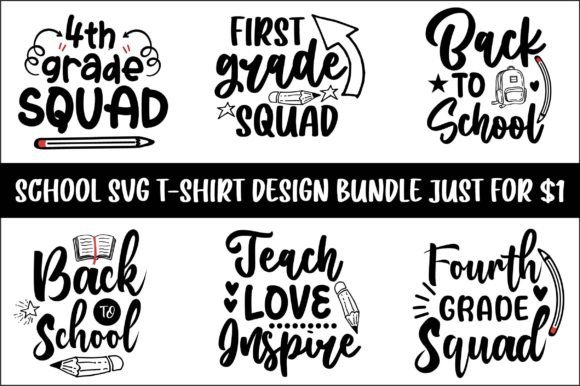 School SVG T-shirt Design Bundle